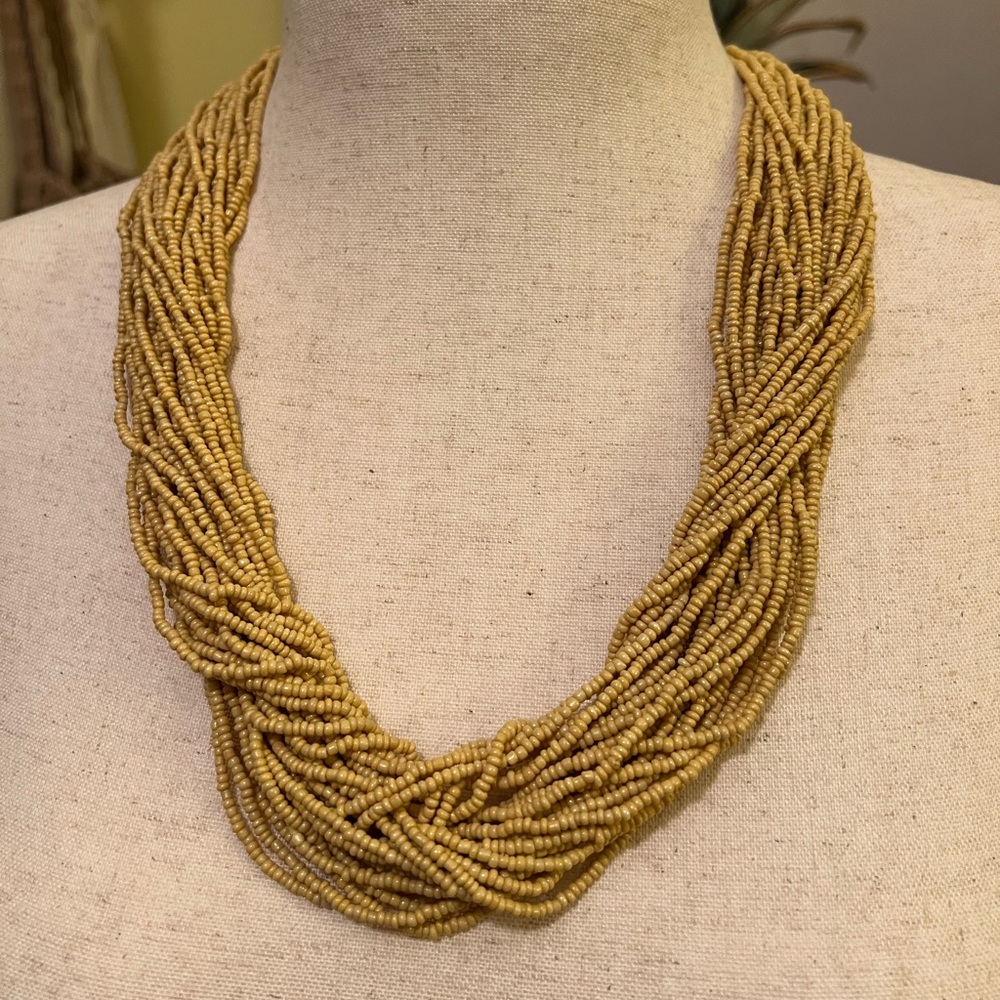 Tan Multi-Strand Seed Bead Necklace